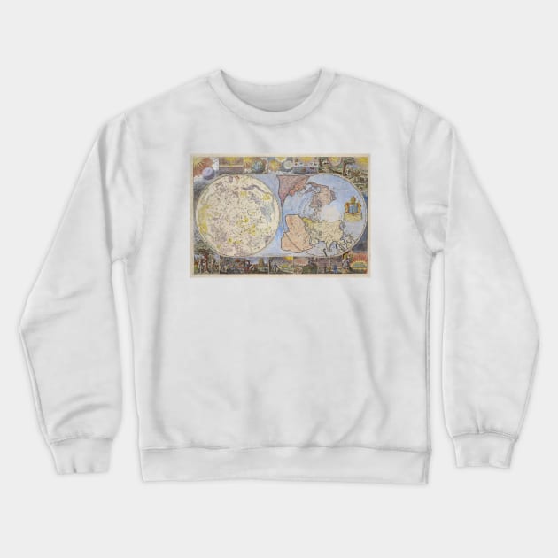 Vintage Astrological World Map (1699) Crewneck Sweatshirt by Bravuramedia